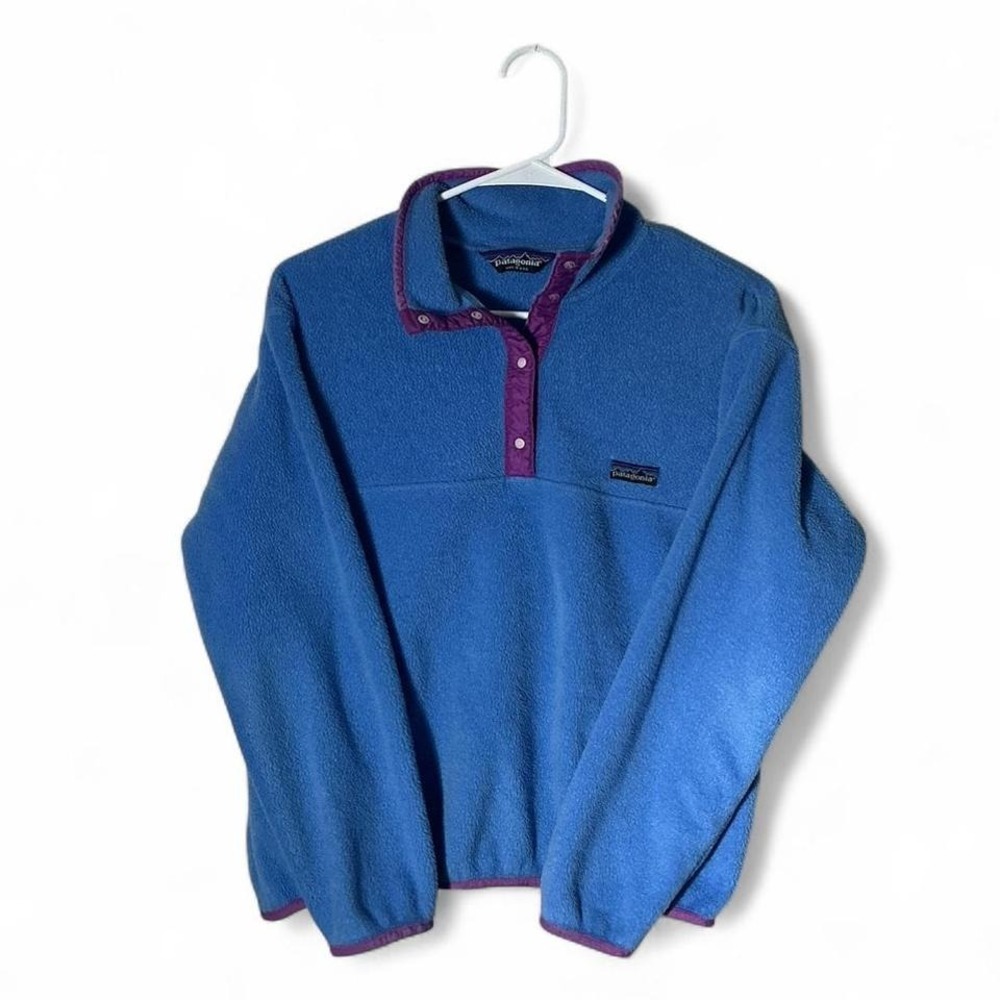 Patagonia Vintage Made in USA Synchilla Snap-T Fleece Pullover Blue Purple 10‎